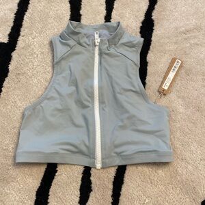 NWT! SKIMS Sporty Zipper Swim Mock Neck Top